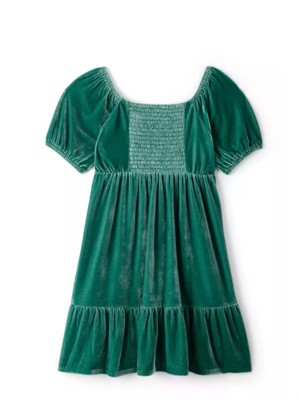 Carter's Girls' Velvet Puff Short Sleeve Dress in Emerald Size 6X